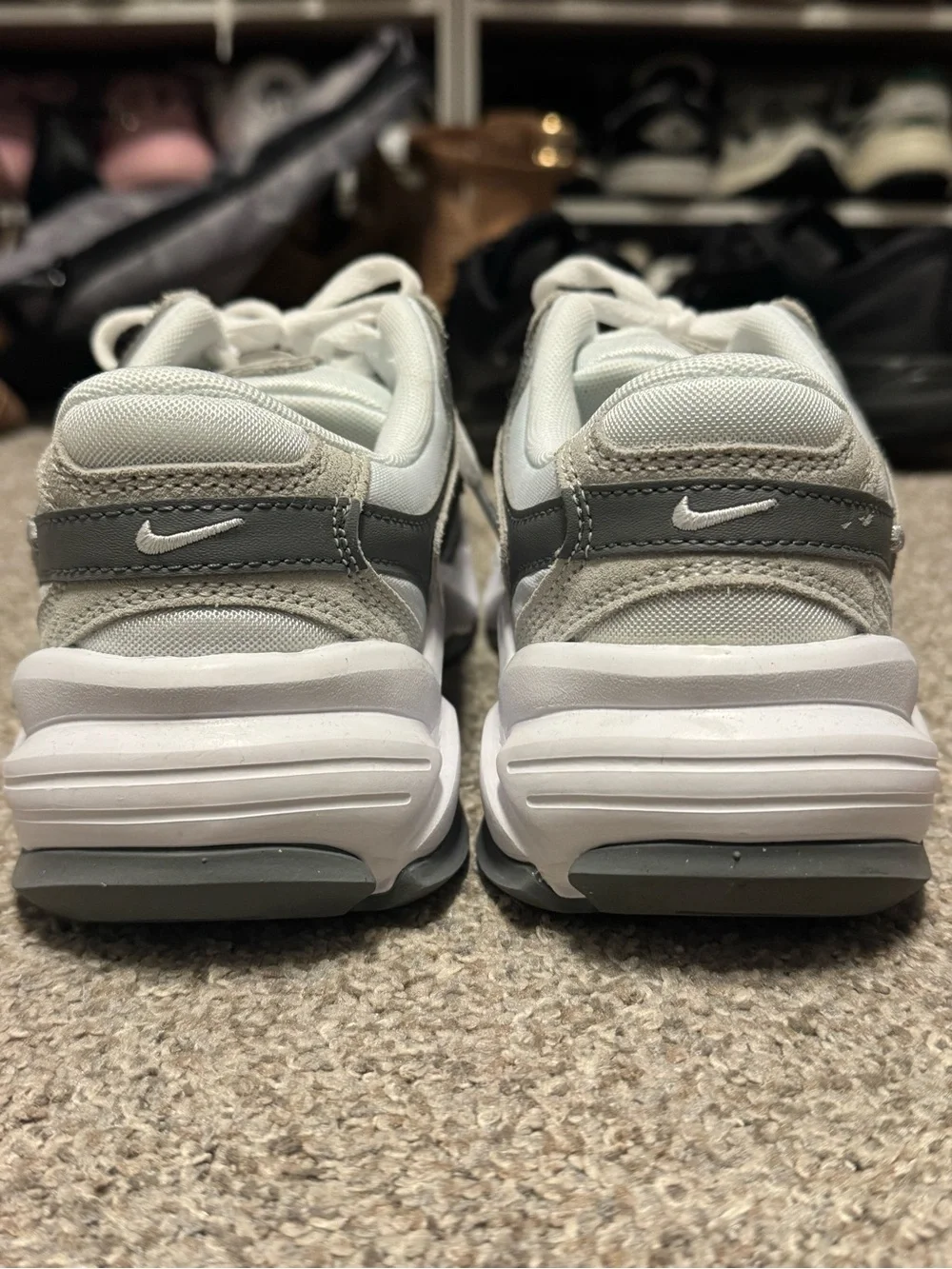 Nike White and Gray Mesh Lace-Up Sneakers